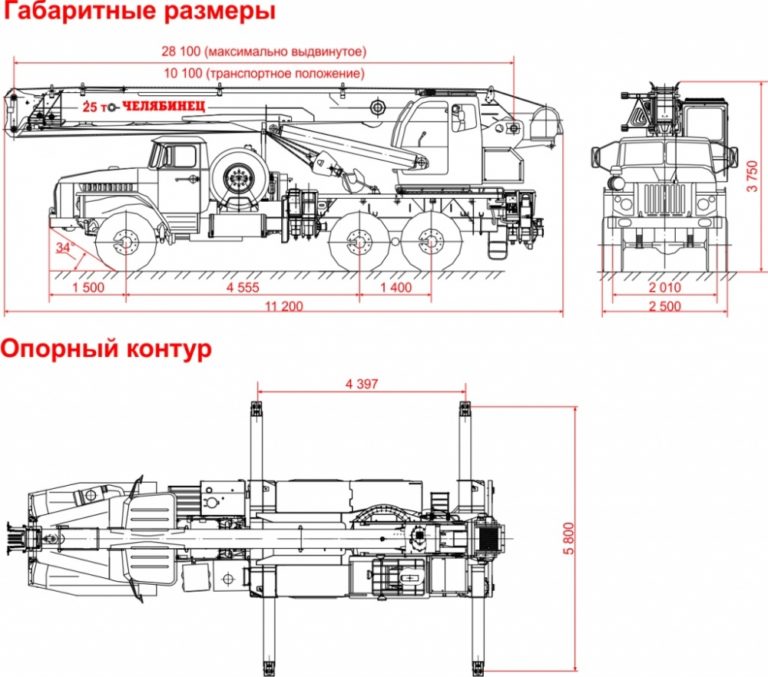 Кран 25 т схема